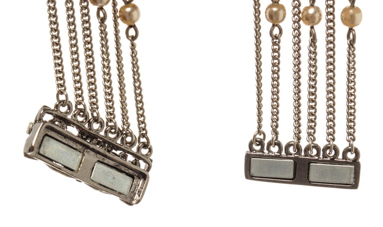 Chanel Silver Multi-row Chain Bracelet For Sale at 1stDibs