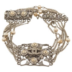 Chanel Silver Multi-row Chain Bracelet