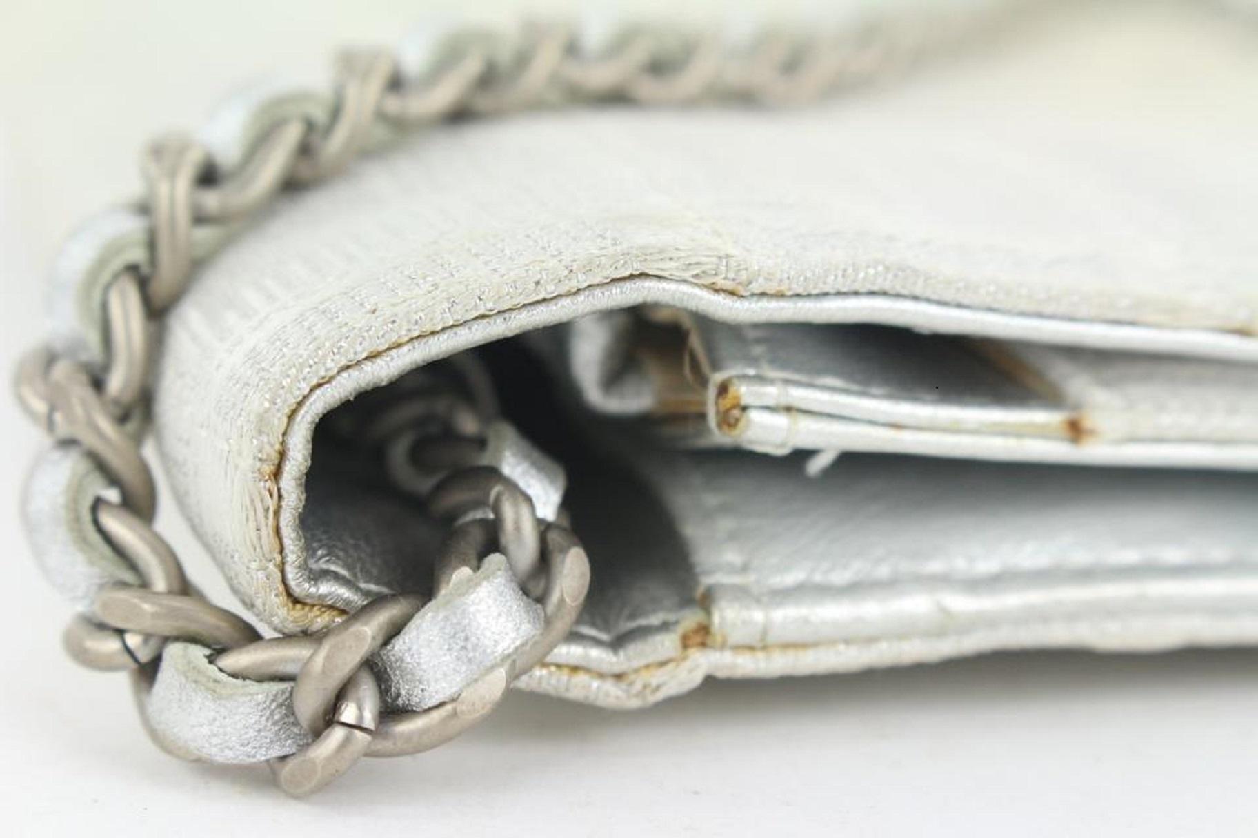 Chanel Silber Neue Linie Brieftasche an Kette Tasche WOC 2ccs114 im Angebot 7