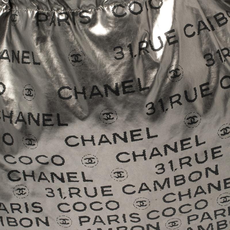 Chanel Silver Nylon 31 Rue Cambon Graphic Drawstring Tote 6