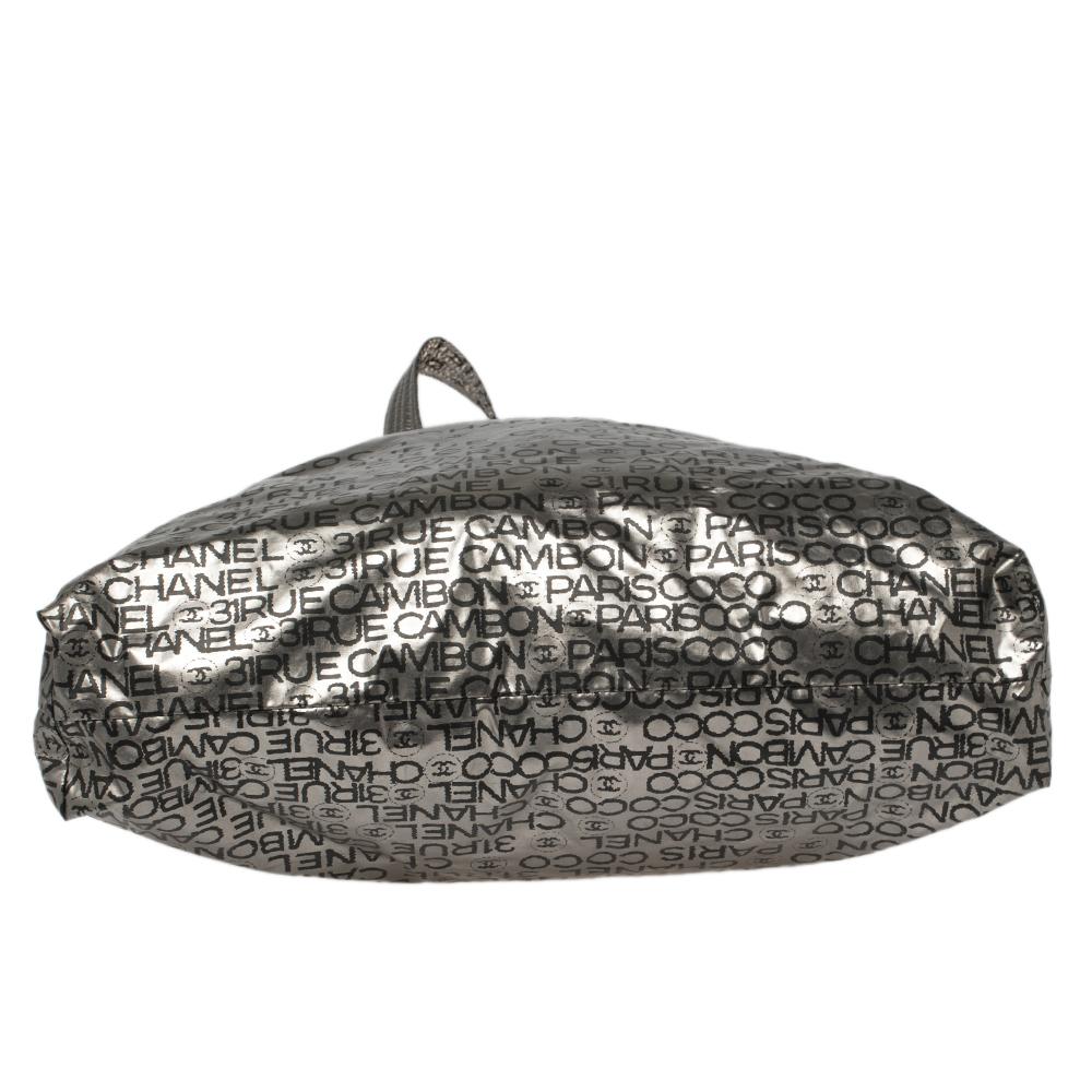 Chanel Silber Nylon 31 Rue Cambon Grafik Kordelzug Tote 1