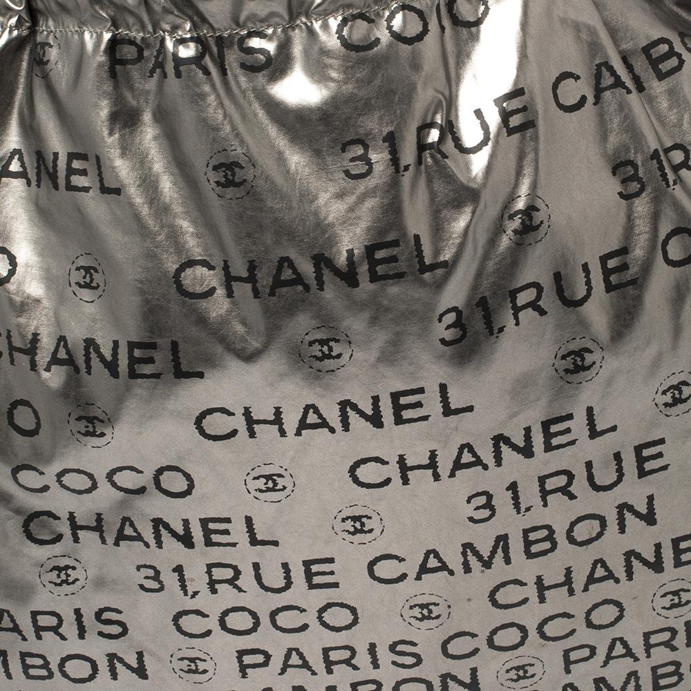 Chanel Silver Nylon 31 Rue Cambon Graphic Drawstring Tote 1