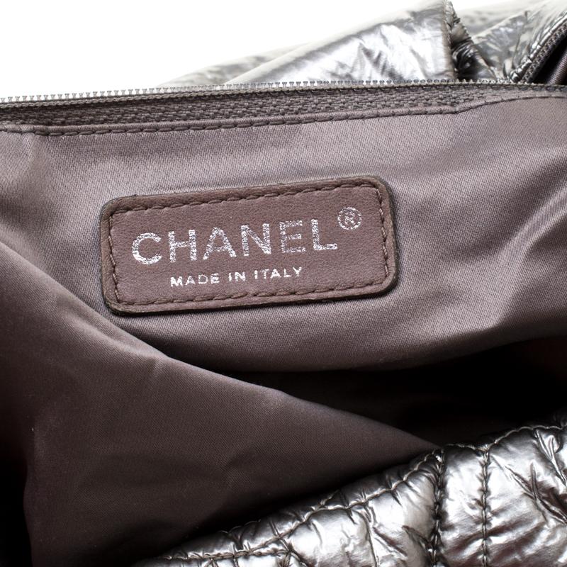 Chanel Silver Patent Vinyl Graphic Edge Flap Bag 1