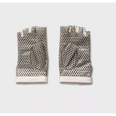 Chanel Silver Perforated Faux Leather Gloves - Size 8