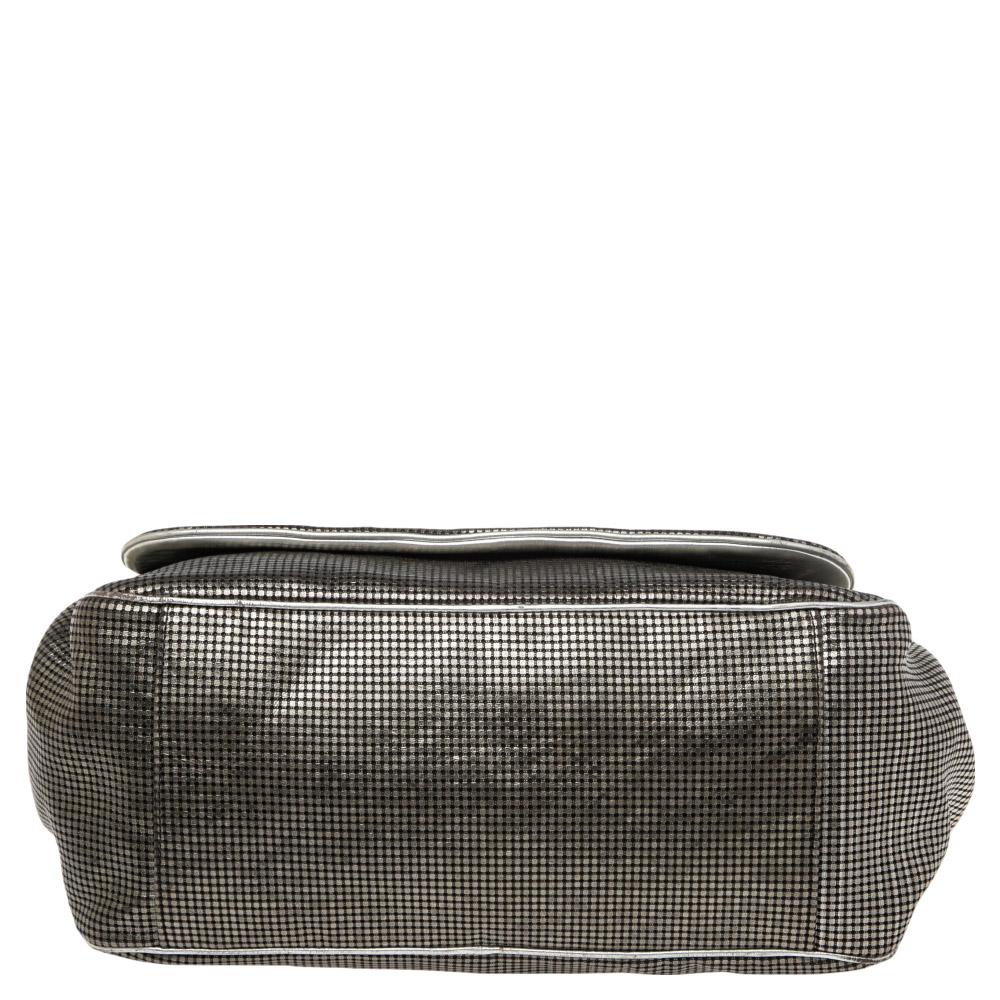 Chanel Silver Perforated Leather Hollywood Accordion Flap Bag In Good Condition In Dubai, Al Qouz 2