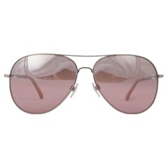 CHANEL silver & pink PILOT AVIATOR Sunglasses 4189-T-C