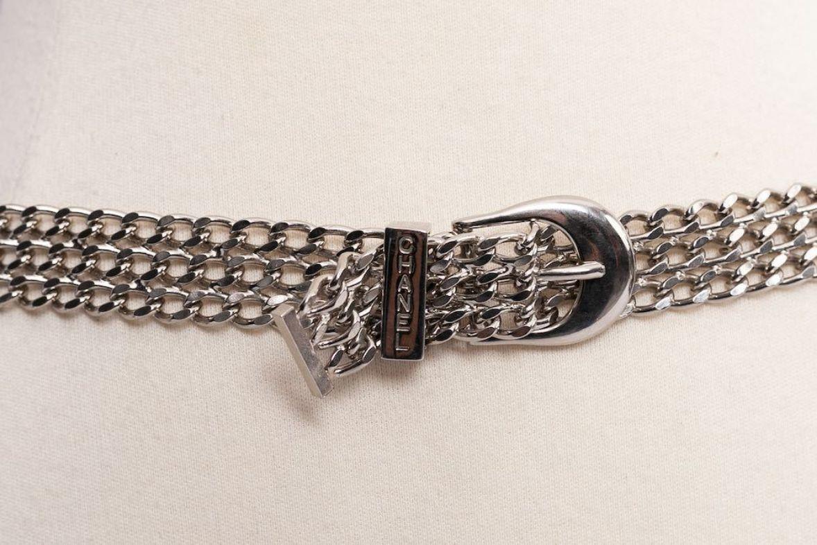 Chanel Silver Plated Flexible Belt In Excellent Condition In SAINT-OUEN-SUR-SEINE, FR