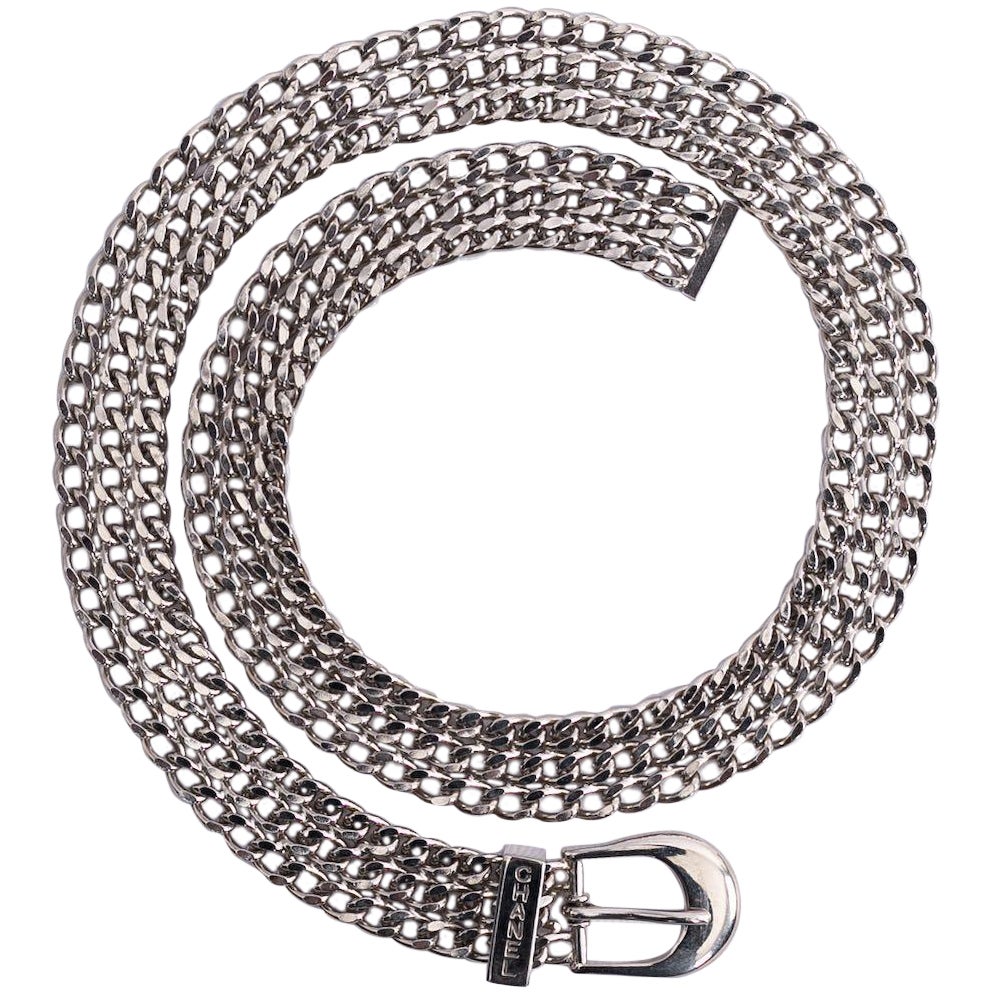 Chanel Silver Plated Flexible Belt For Sale