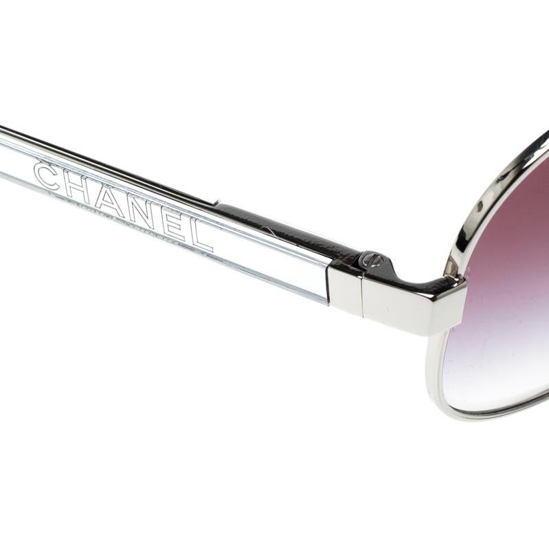 Chanel Silver/Purple Gradient 4179 Miroir Aviator Sunglasses In Good Condition In Dubai, Al Qouz 2