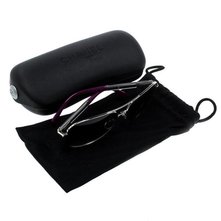 Chanel Silver/Purple Gradient 4179 Miroir Aviator Sunglasses  display picture 1