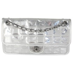 Chanel Silver PVC Pelle di vitello Ice Cube Flap