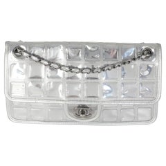Chanel Silver PVC Calfskin Ice Cube Flap