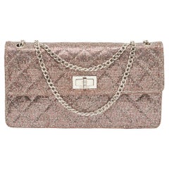Chanel Silver Quilted Glitter Fabric Reissue Flap Bag