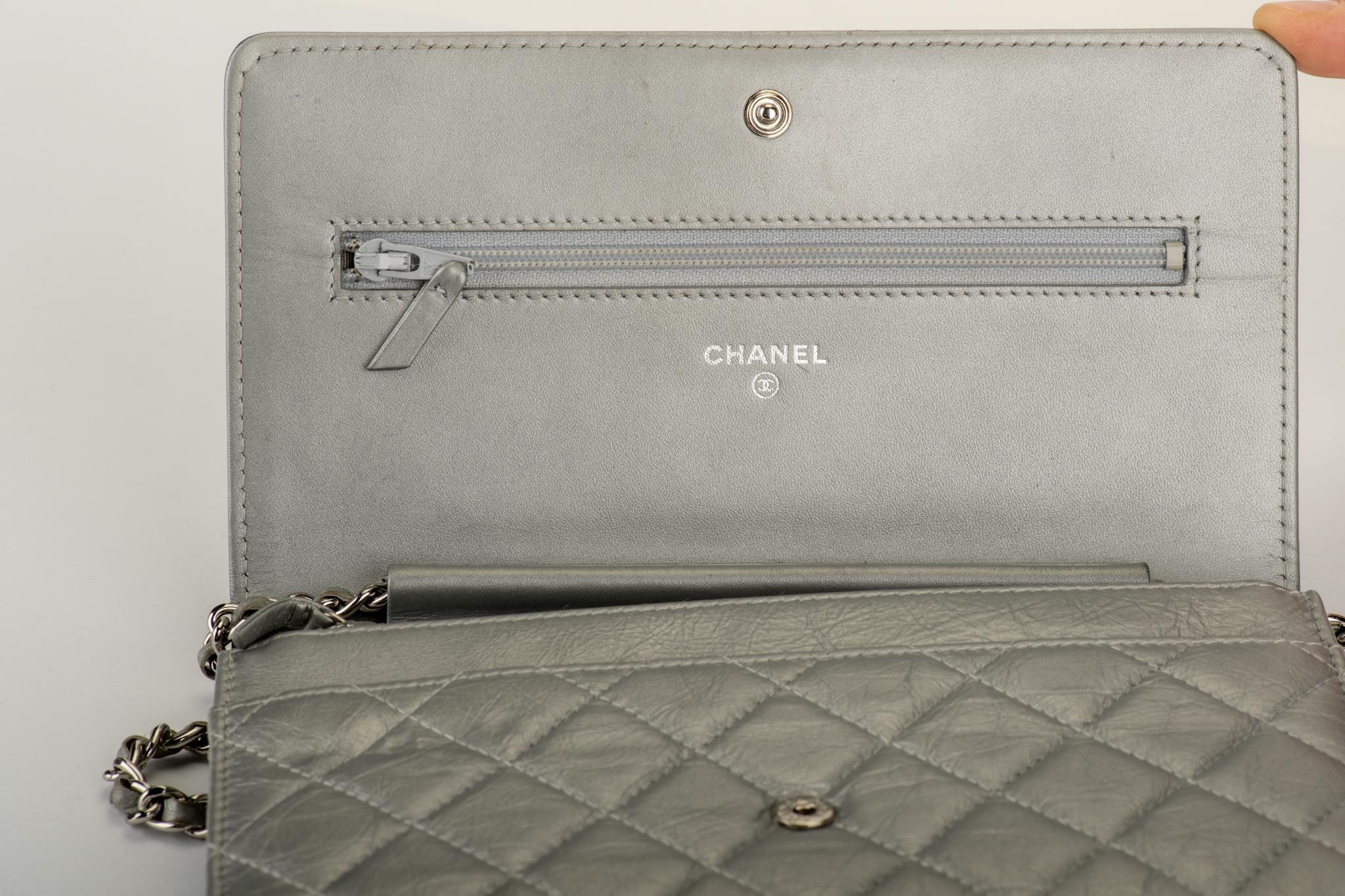 Chanel Silver Quilted Leather Boy Bag Crossbody  1