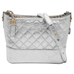 Chanel Silver Quilted Leather Large Gabrielle Hobo