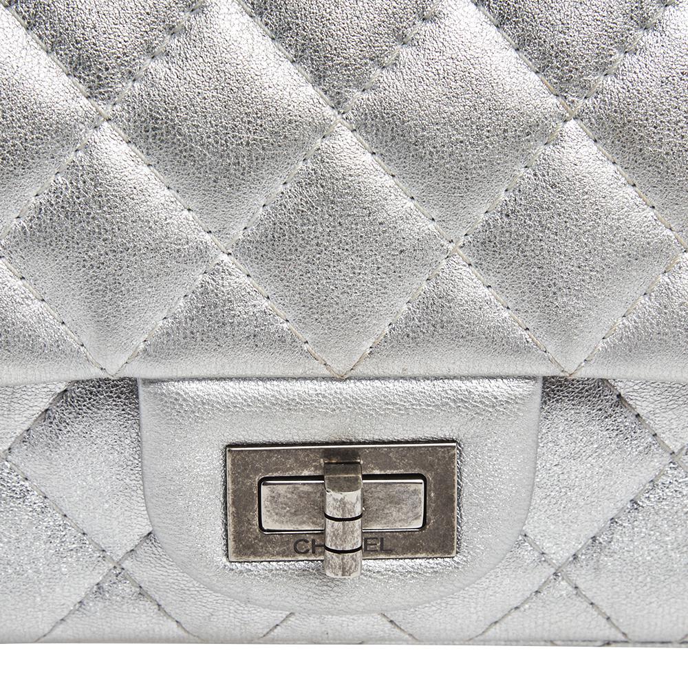 Chanel Silver Quilted Leather Reissue 2.55 Classic 224 Flap Bag 5