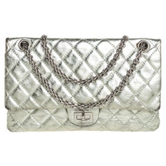 Chanel Silver Quilted Leather Reissue 2.55 Classic 226 Flap Bag