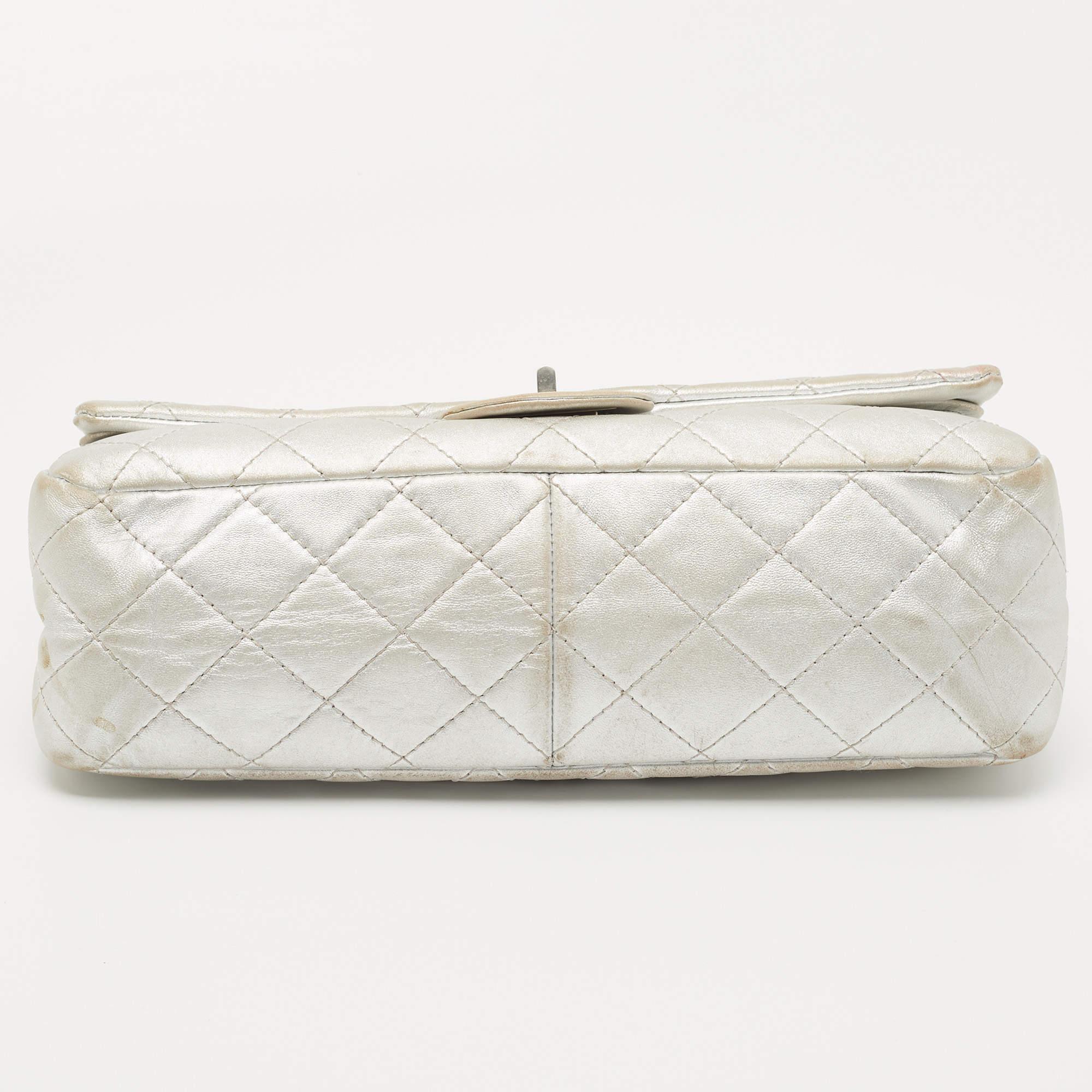 Chanel Silver Quilted Leather Reissue 2.55 Classic 227 Flap Bag 9