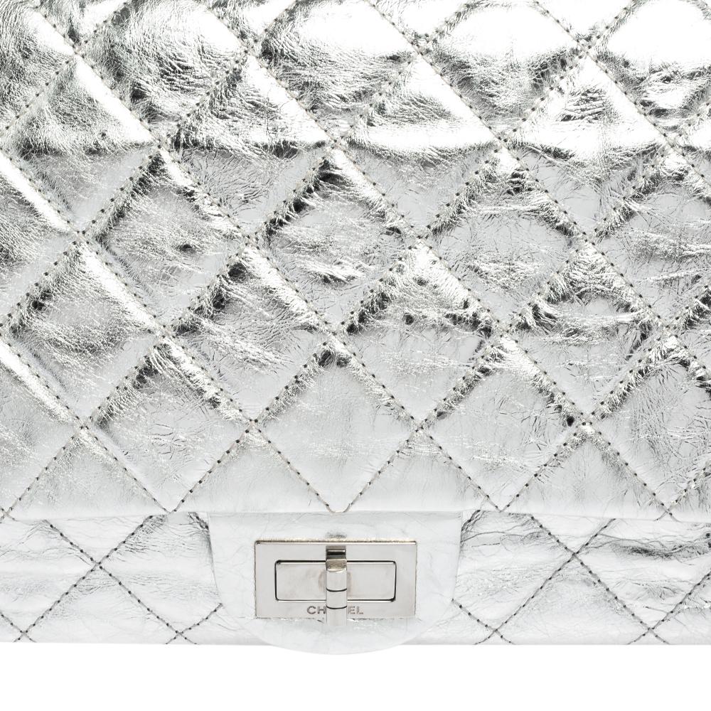 Chanel Silver Quilted Leather Reissue 2.55 Classic 228 Flap Bag 4