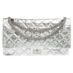 Chanel Silver Quilted Leather Reissue 2.55 Classic 228 Flap Bag
