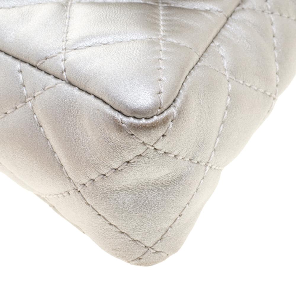 Chanel Silver Quilted Leather Reissue Chain Clutch 6