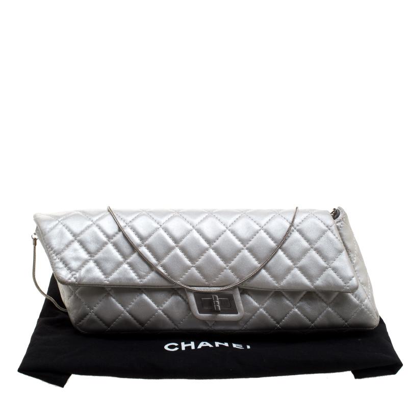 Chanel Silver Quilted Leather Reissue Chain Clutch 8