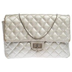 Chanel Silver Quilted Leather Reissue Chain Clutch