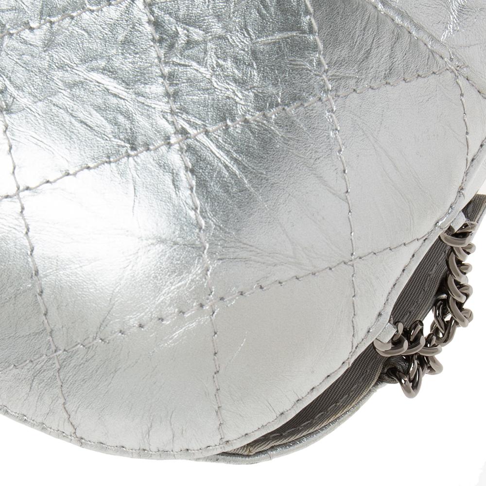 Chanel Silver Quilted Leather Small Gabrielle Bucket Bag 6