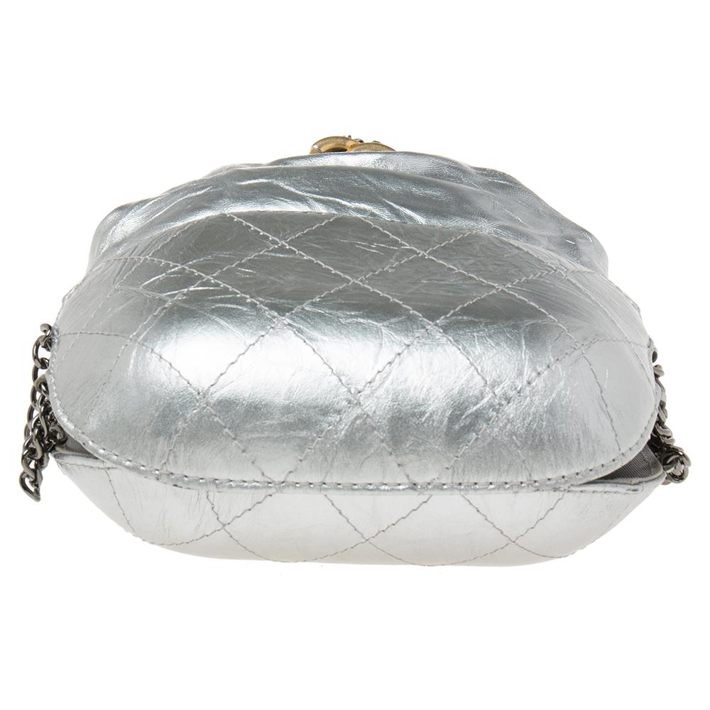 Women's Chanel Silver Quilted Leather Small Gabrielle Bucket Bag