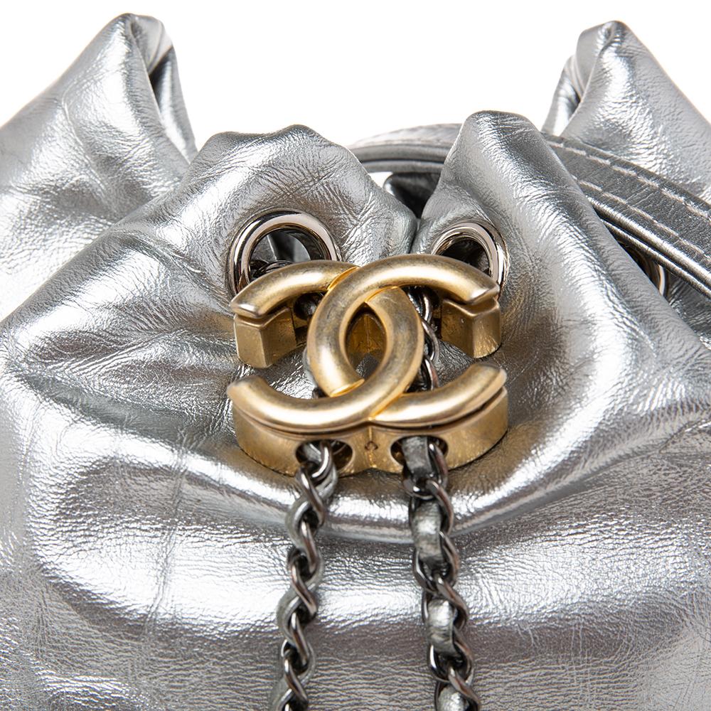 Chanel Silver Quilted Leather Small Gabrielle Bucket Bag 2