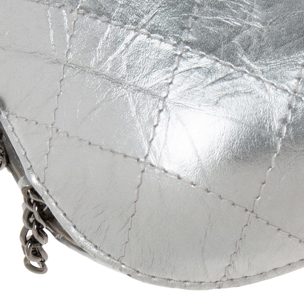 Chanel Silver Quilted Leather Small Gabrielle Bucket Bag 3