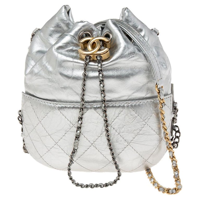 chanel silver backpack