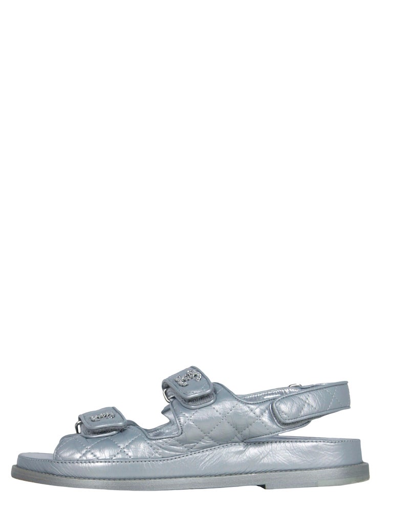 Leather sandals Chanel Silver size 38 EU in Leather - 21034801