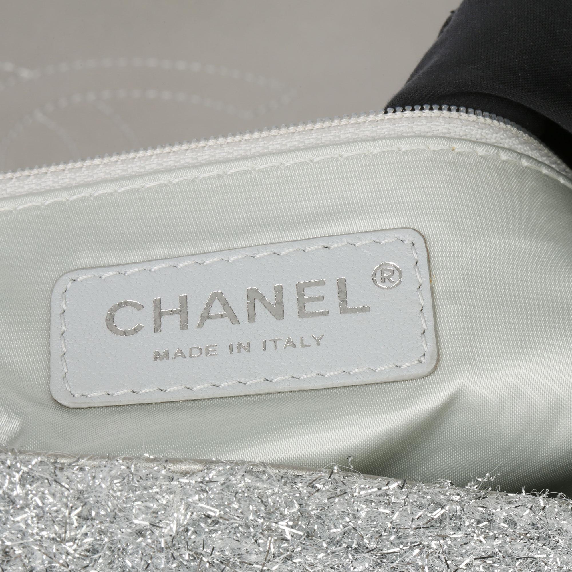 Chanel Silver Quilted Lurex Jumbo Pluto Glitter Flap Bag 1