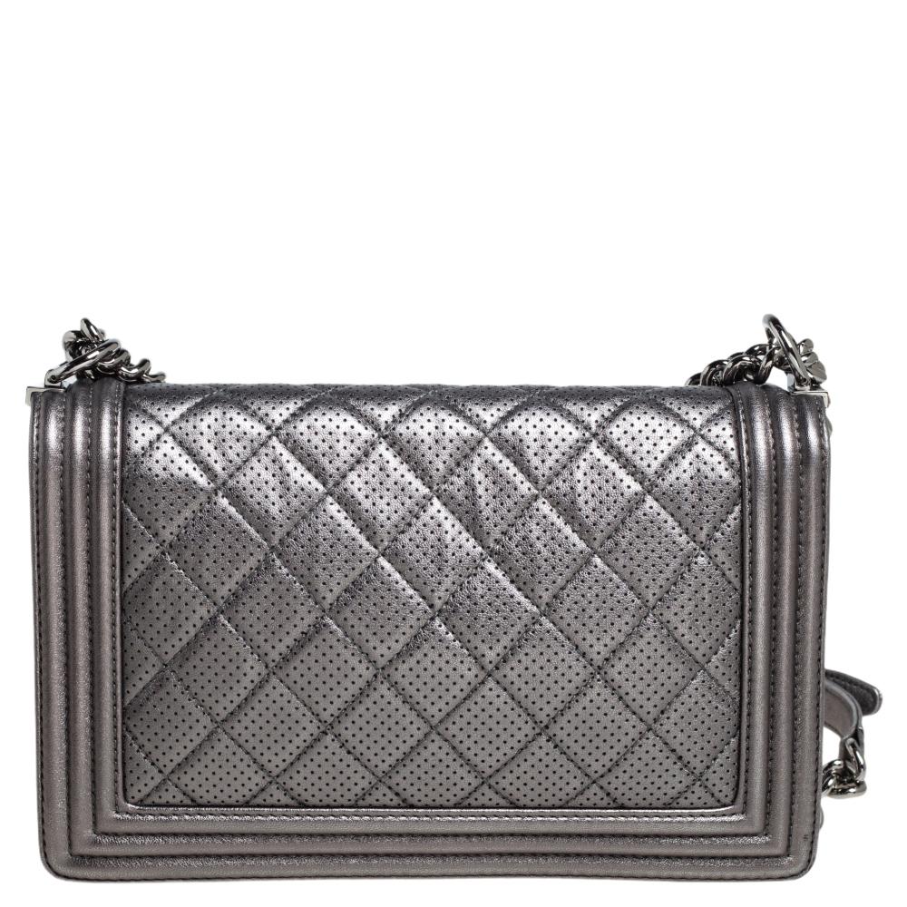 Every Chanel creation deserves to be etched with honor in the history of fashion as it carries irreplaceable style. Like this stunner of a Boy Flap that has been exquisitely crafted from perforated leather. It does not only bring a silver hue but