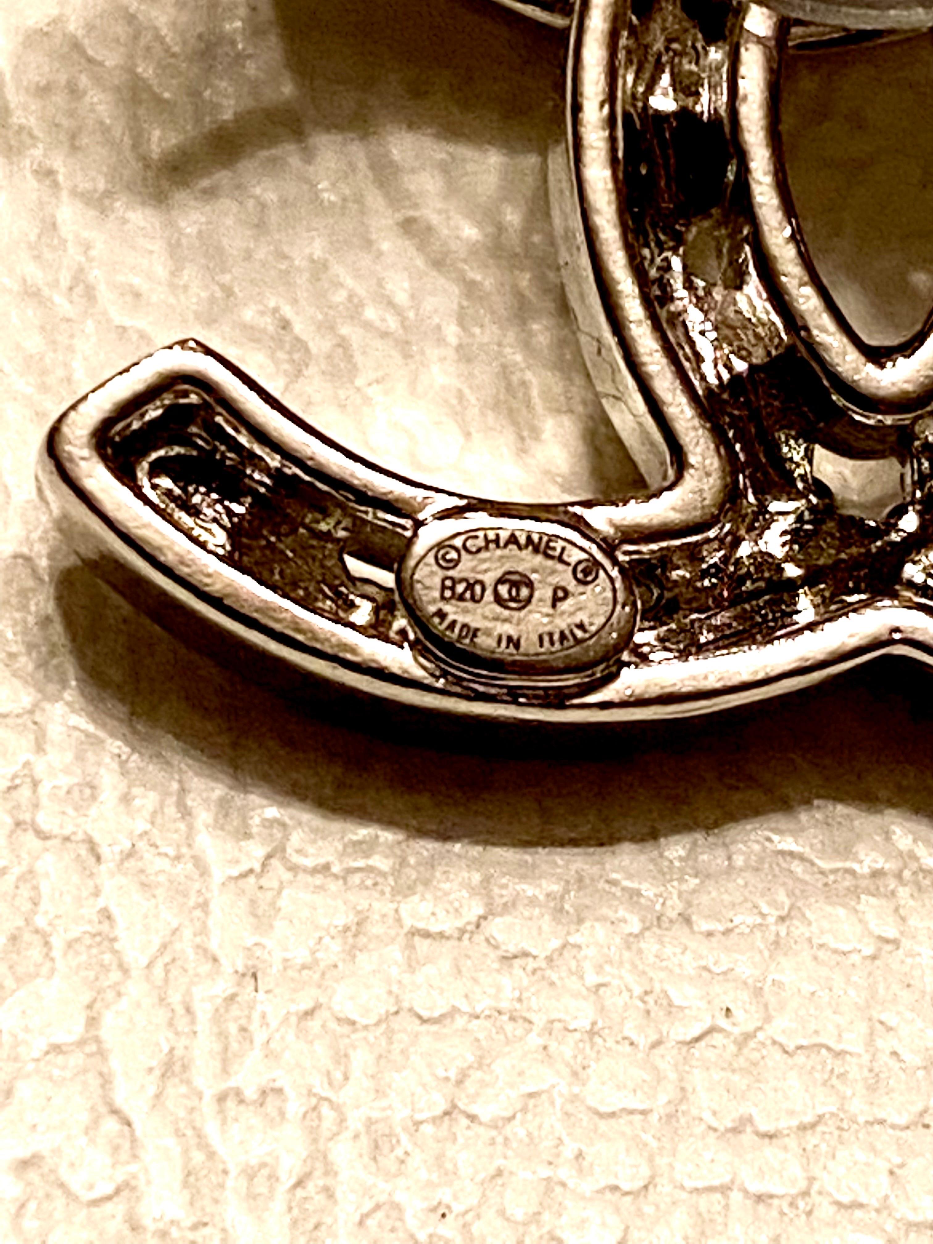 Chanel Silver & Rhinestone Large CC Logo & Star Earrings, Spring 2020 4