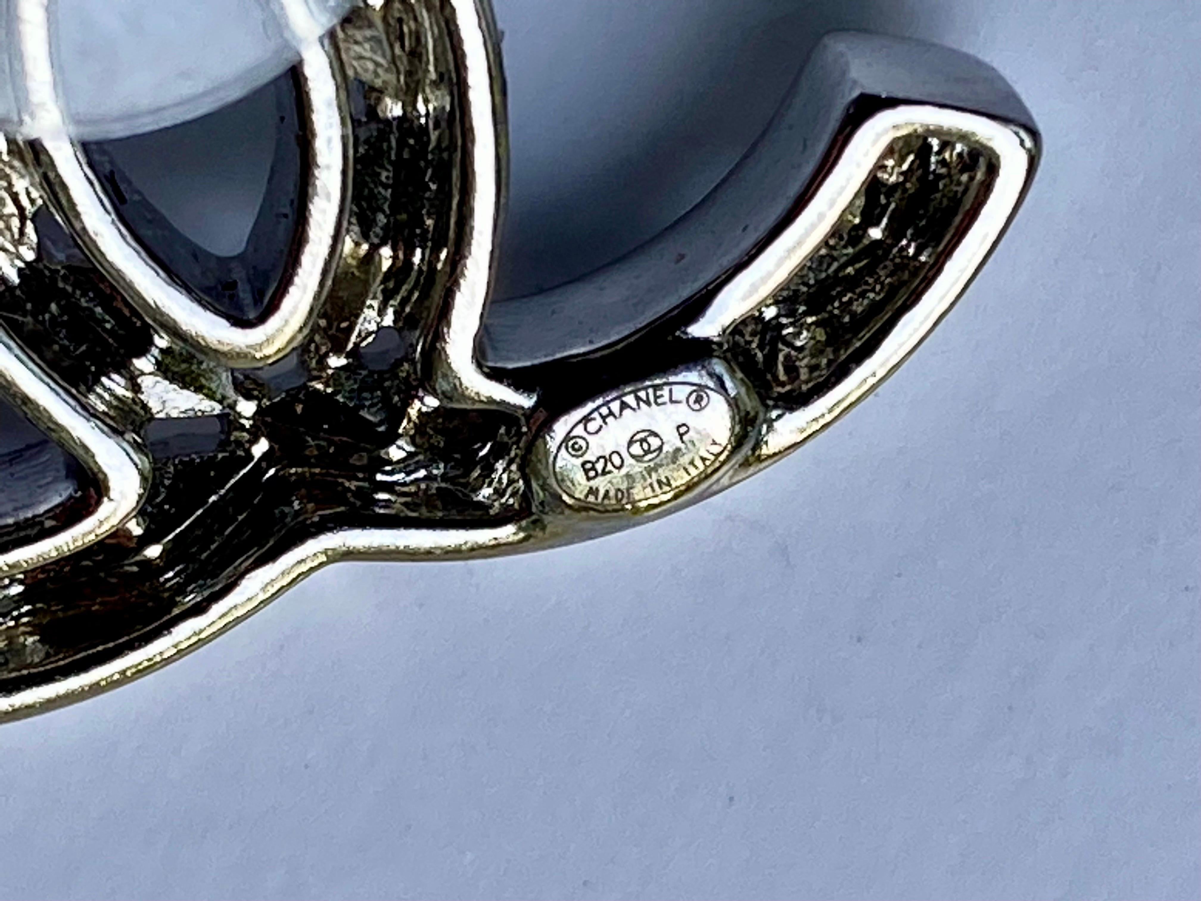 Chanel Silver & Rhinestone Large CC Logo & Star Earrings, Spring 2020 5