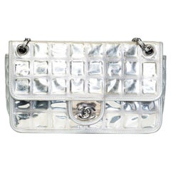 Chanel Vintage Silver Runway Ice Cube Shoulder Bag