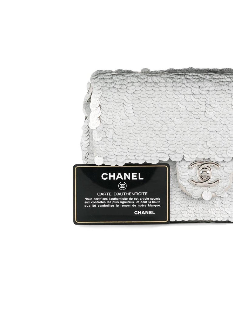 Chanel Mini Flap, Silver Sequin, New in Dustbag WA001