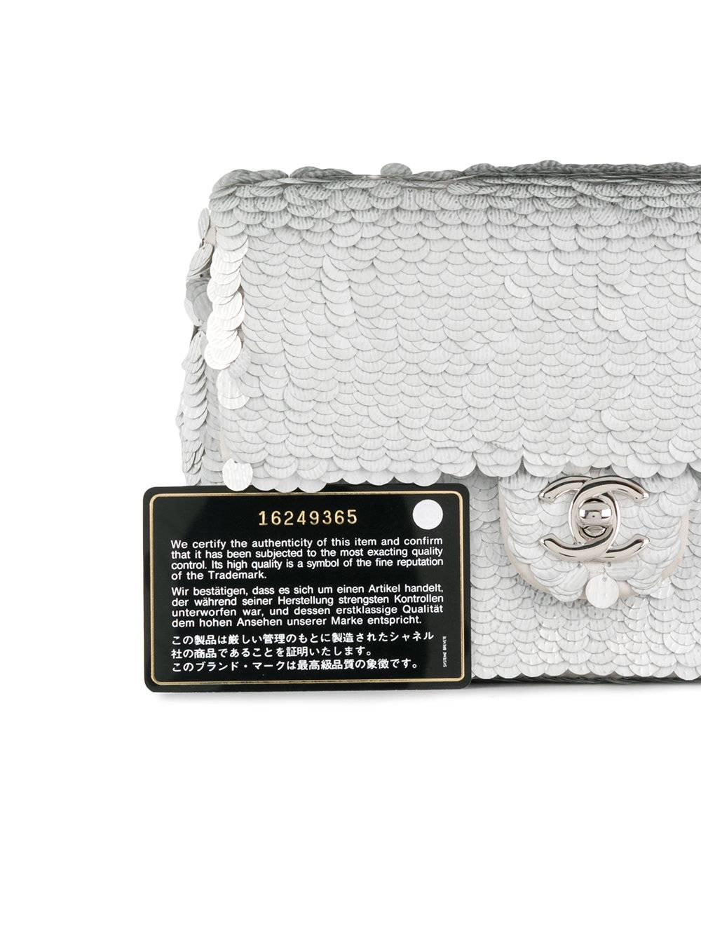 Chanel Silver Sequin Flap Bag In Excellent Condition In London, GB