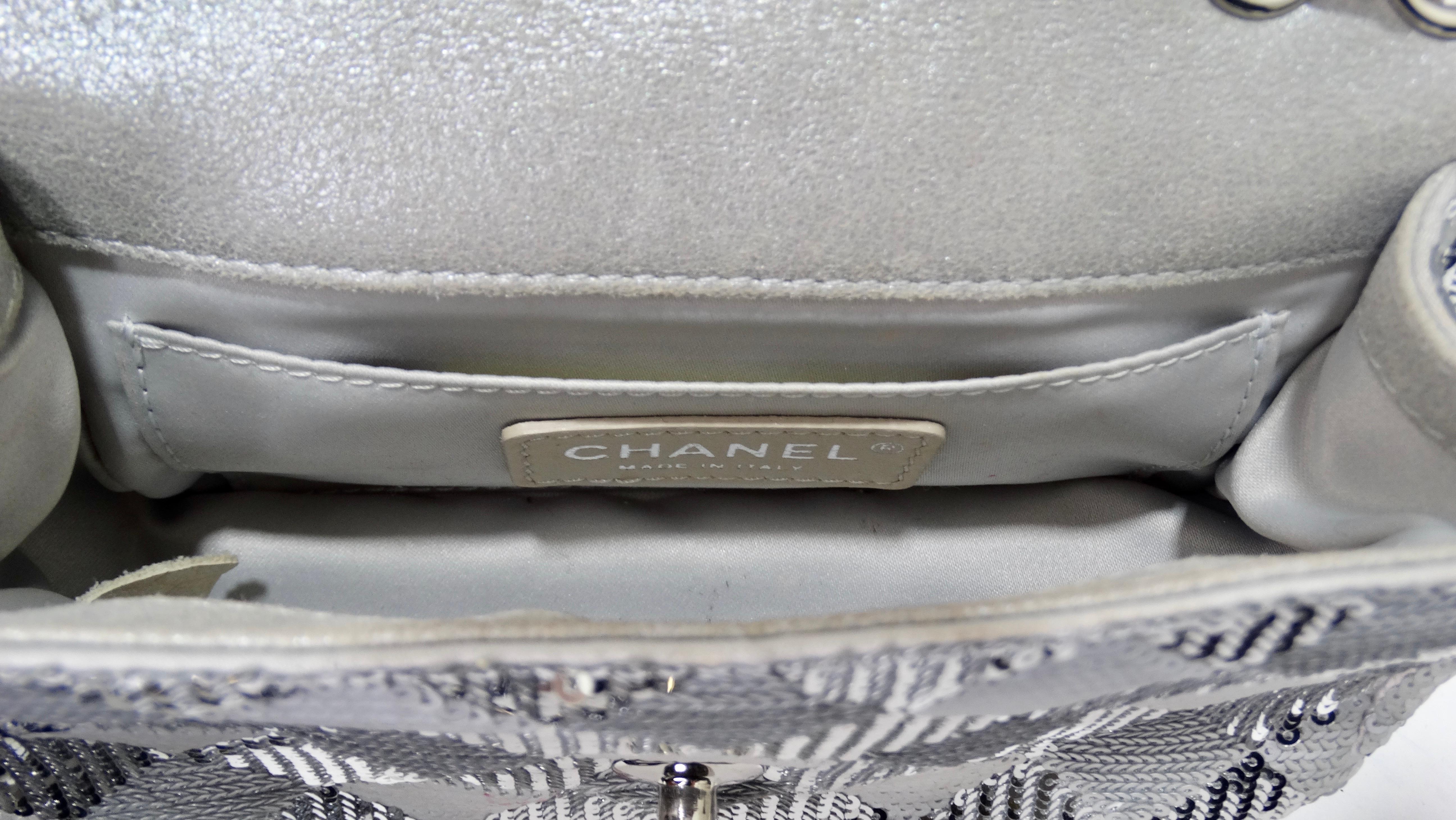 Women's or Men's Chanel Silver Sequin Mini Flap Bag 