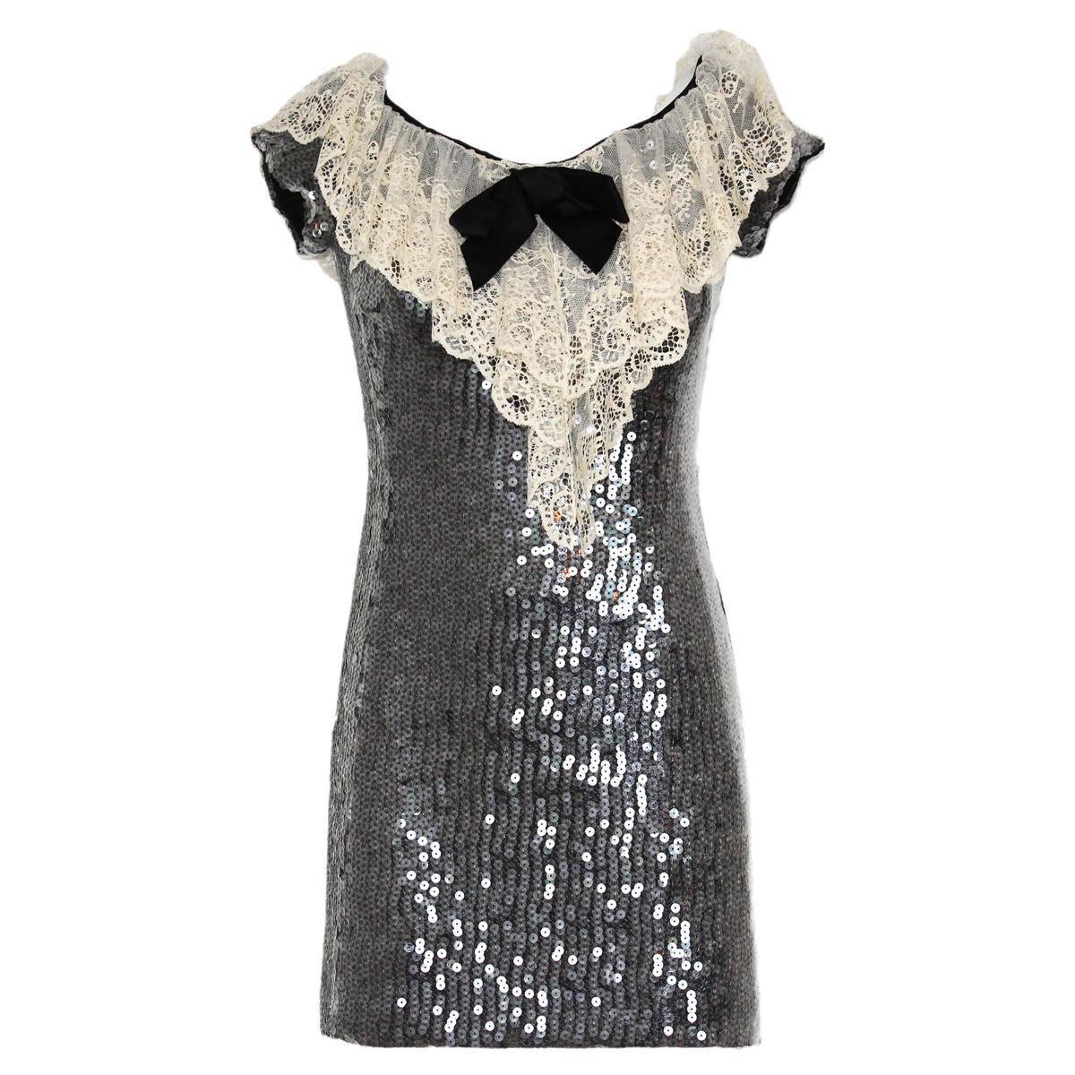 Chanel Silver Sequins Cocktail Dress  