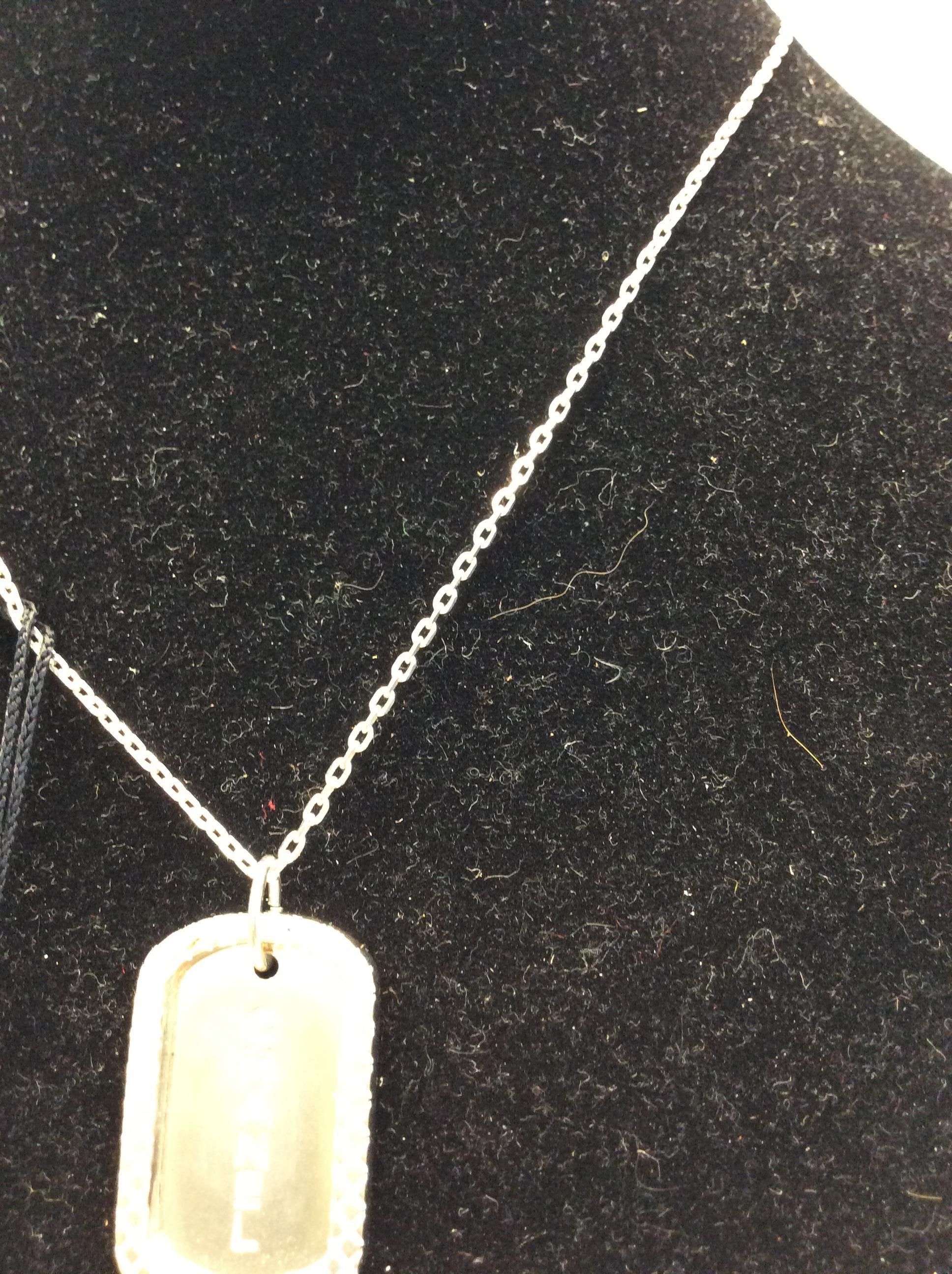 Chanel Silver Small Dog Tag Necklace In Excellent Condition For Sale In Narberth, PA