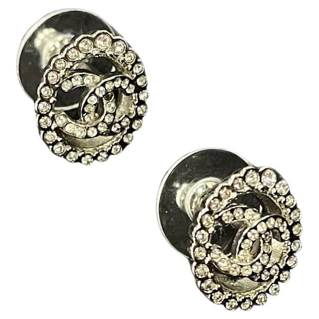 Chanel Silver Stud Earrings For Sale