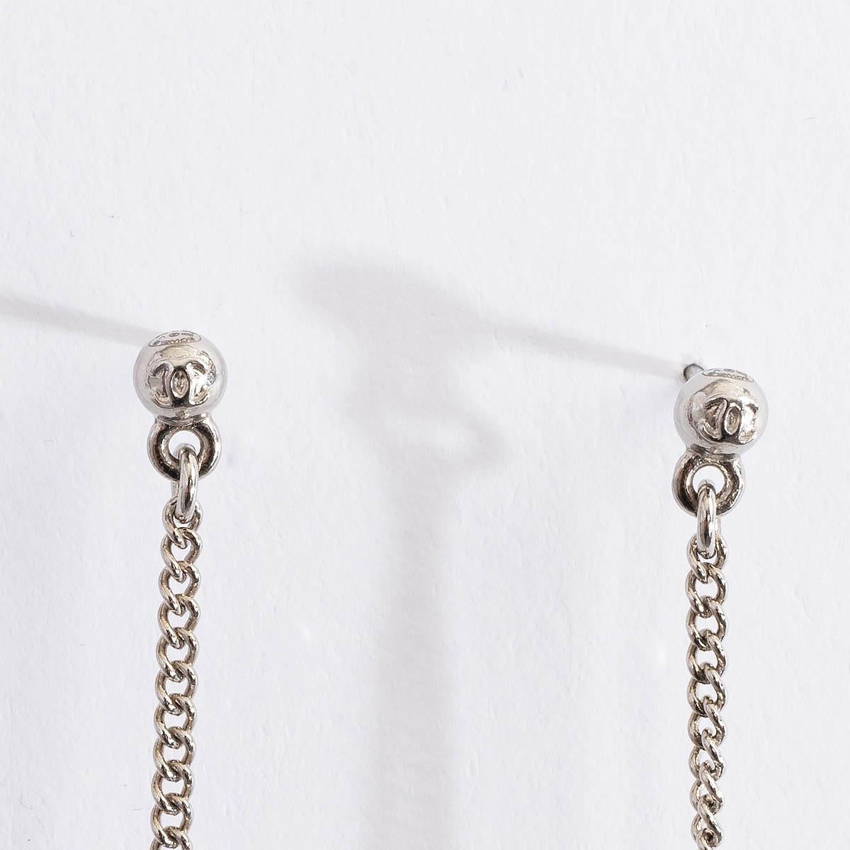 silver chanel drop earrings