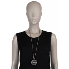 CHANEL silver-tone 21K STRASS & RESIN MIRROR LOCKET Necklace