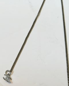 Chanel Silver Tone Black Lucite Necklace with Encrusted Crystals