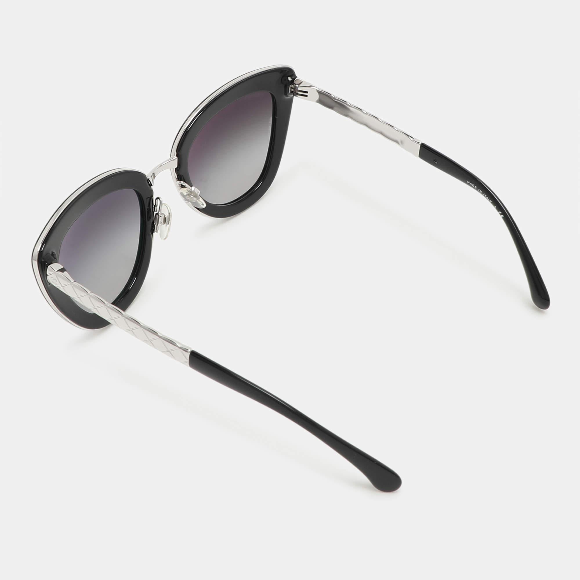 We see the detailing on this exquisite pair of designer sunglasses made from fine materials. The sunglasses are luxe in appeal and practical in usage.
