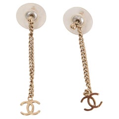 CHANEL light gold-tone  CC CHAIN Drop Earrings