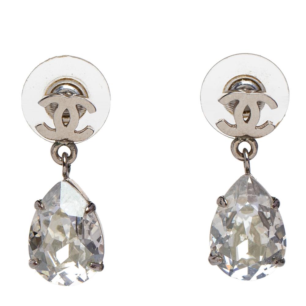 Chanel silver deals drop earrings